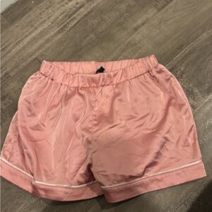 Elegant Pink Satin Pajama Shorts